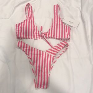 Zaful Super Cheeky Pink Striped Bikini